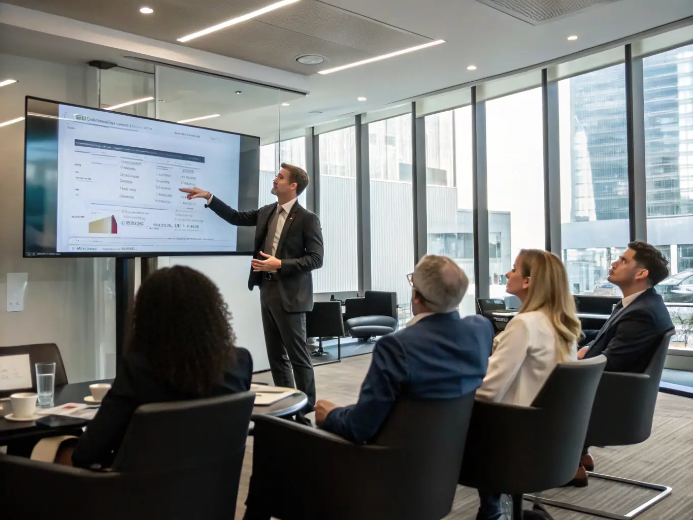 A renowned financial expert delivering a keynote speech at a startup conference, captivating the audience with insights on investment strategies and economic planning.