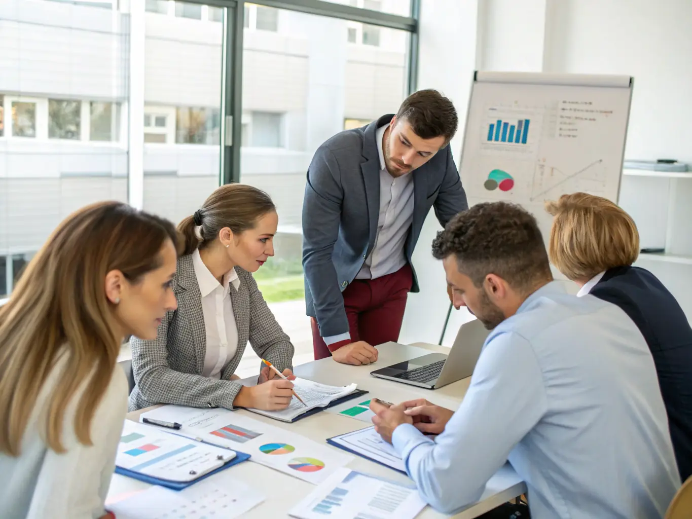 A dynamic workshop session at a startup conference, with participants actively engaged in a hands-on activity focused on financial modelling and investment planning.